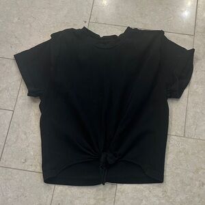 Isabel Marant Black Short-Sleeve Knot Front Tee